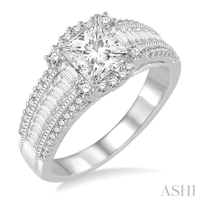 PRINCESS SHAPE SEMI-MOUNT DIAMOND ENGAGEMENT RING