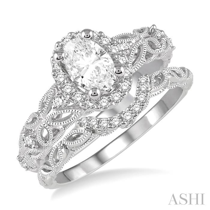 OVAL SHAPE HALO DIAMOND WEDDING SET