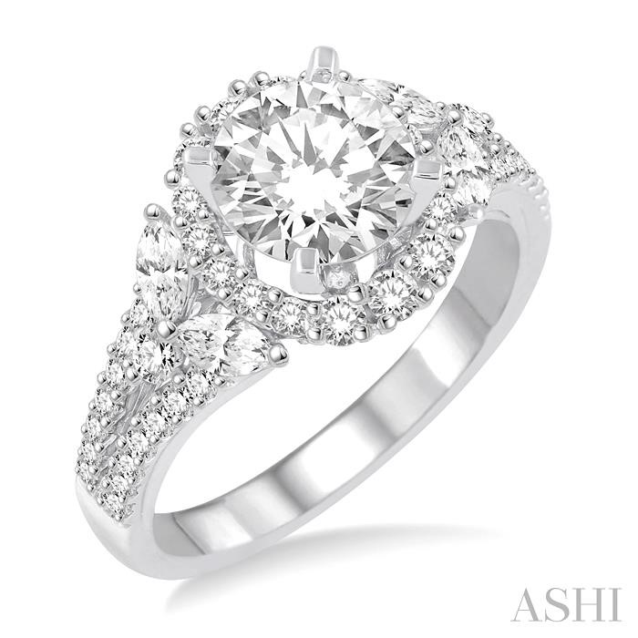 ROUND SHAPE SEMI-MOUNT HALO DIAMOND ENGAGEMENT RING