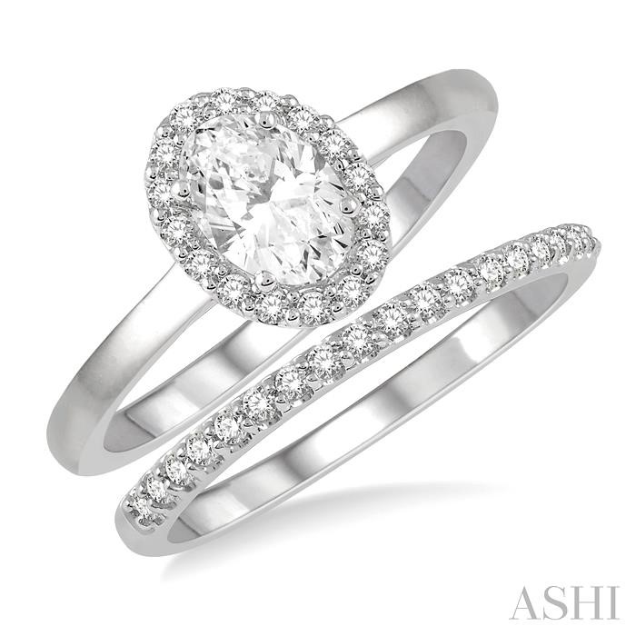 OVAL SHAPE HALO DIAMOND WEDDING SET
