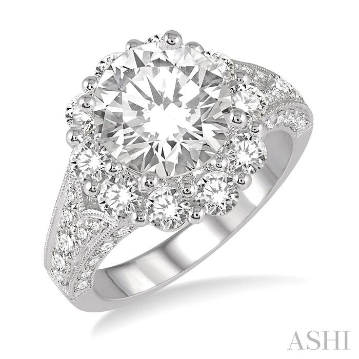 ROUND SHAPE SEMI-MOUNT HALO DIAMOND ENGAGEMENT RING