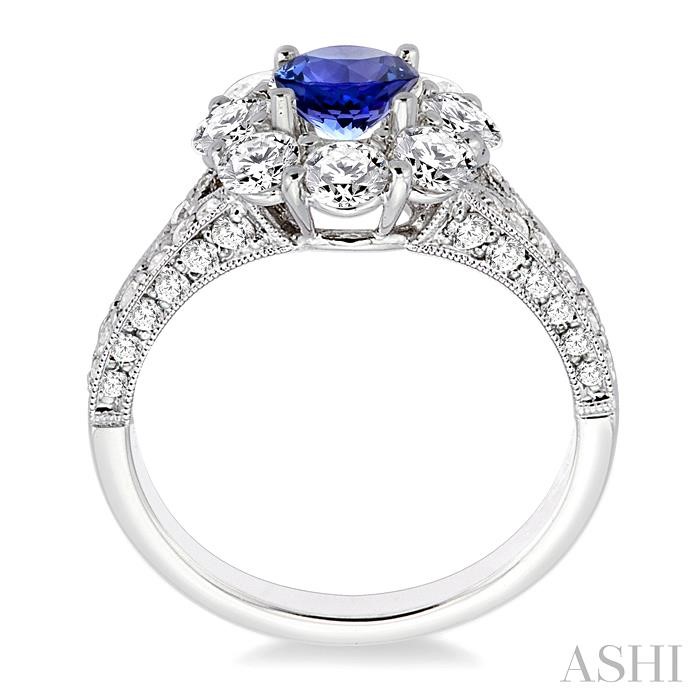 Round Shape Gemstone & Halo Diamond Ring-3