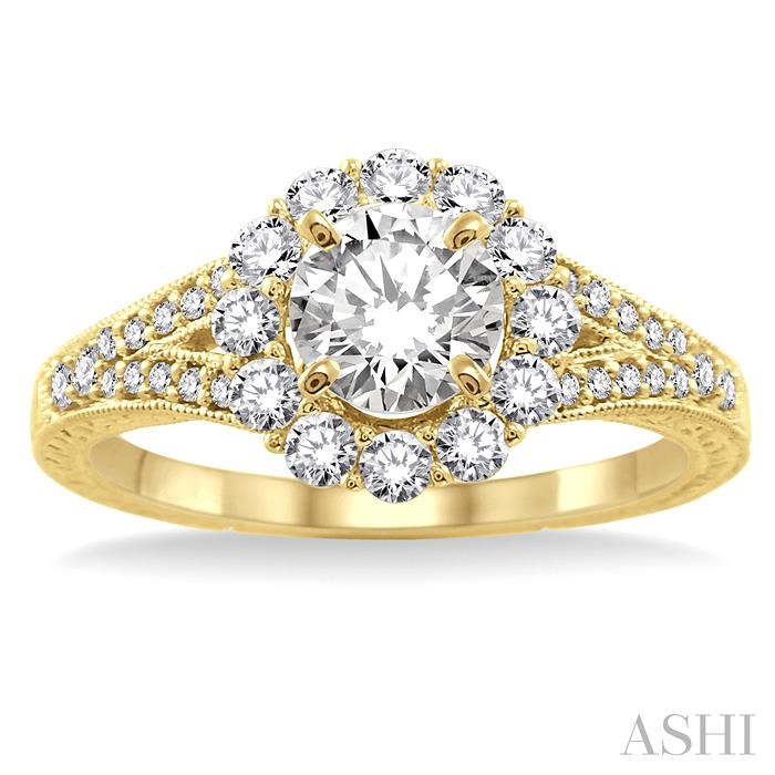 Round Shape Semi-Mount Halo Diamond Engagement Ring-2