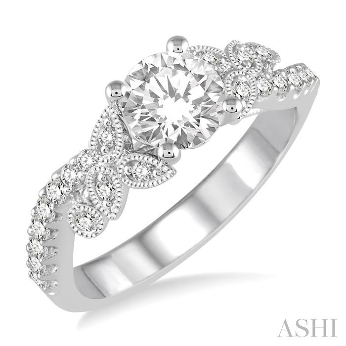 ROUND SHAPE SEMI-MOUNT DIAMOND ENGAGEMENT RING