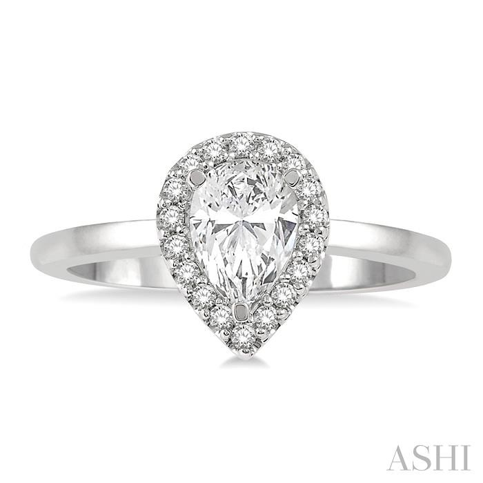 Pear Shape Halo Diamond Engagement Ring-2