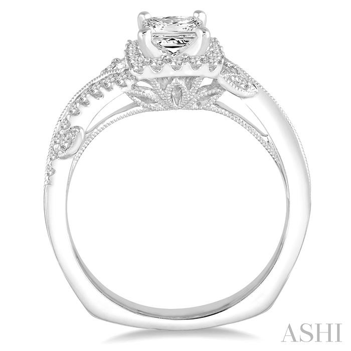 Princess Shape Halo Diamond Engagement Ring-3