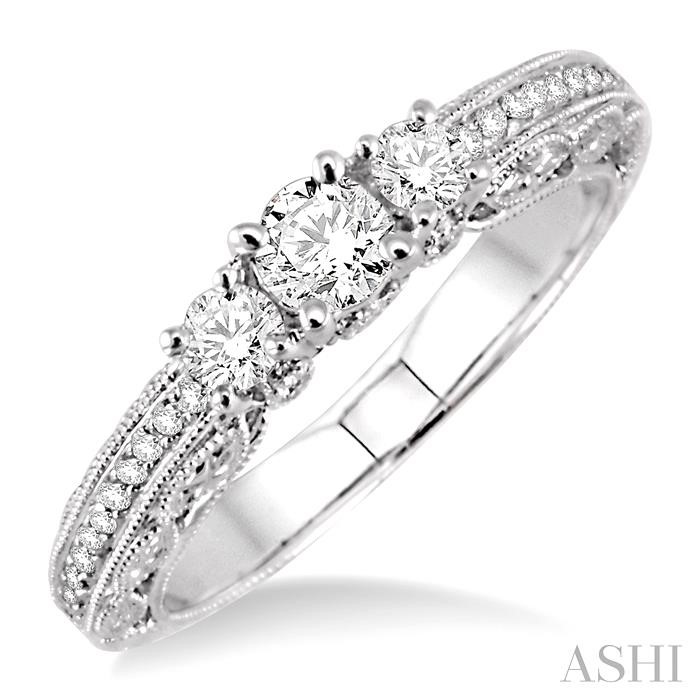 ROUND SHAPE PAST PRESENT & FUTURE DIAMOND ENGAGEMENT RING