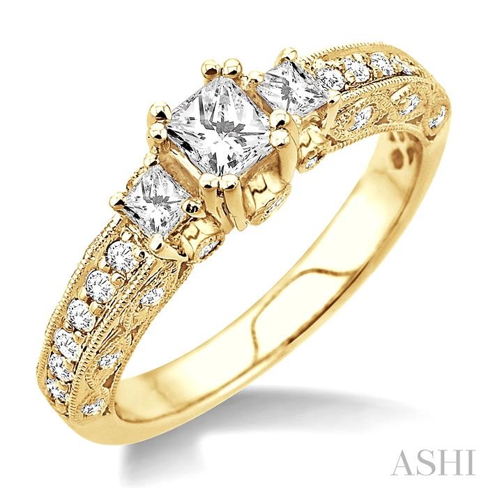 PRINCESS SHAPE PAST PRESENT & FUTURE DIAMOND ENGAGEMENT RING