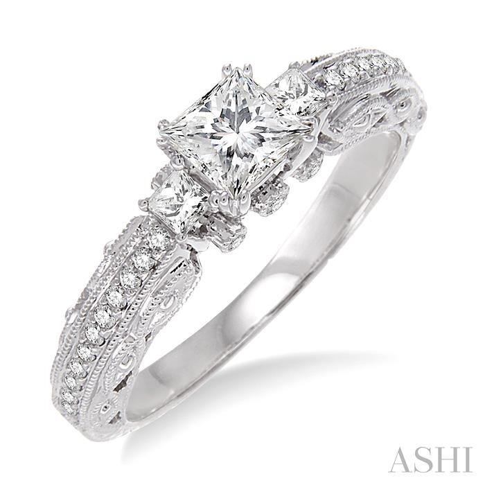 PRINCESS SHAPE PAST PRESENT & FUTURE DIAMOND ENGAGEMENT RING