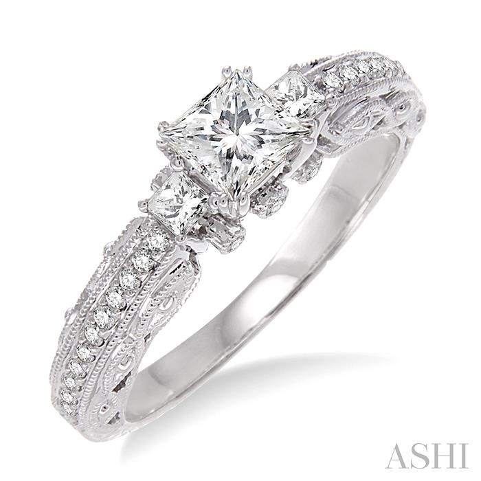 PRINCESS SHAPE PAST PRESENT & FUTURE SEMI-MOUNT DIAMOND ENGAGEMENT RING