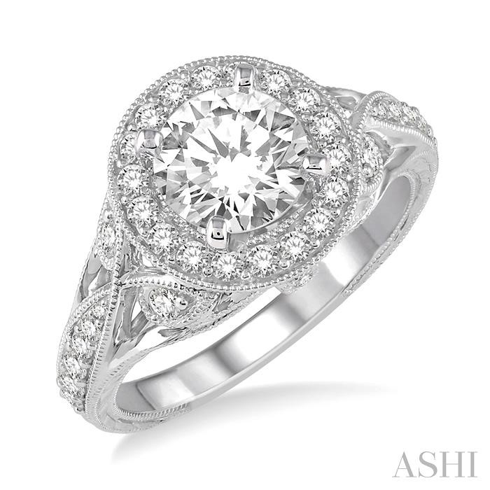 SEMI-MOUNT HALO DIAMOND ENGAGEMENT RING