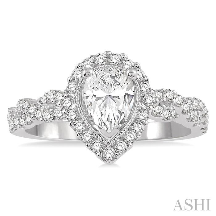 Pear Shape Halo Diamond Engagement Ring-2
