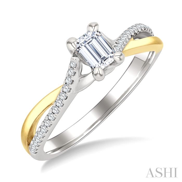 Emerald Shape Semi-Mount Diamond Engagement Ring