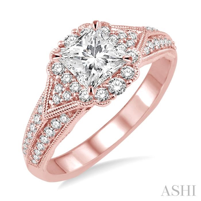 SEMI-MOUNT HALO DIAMOND ENGAGEMENT RING
