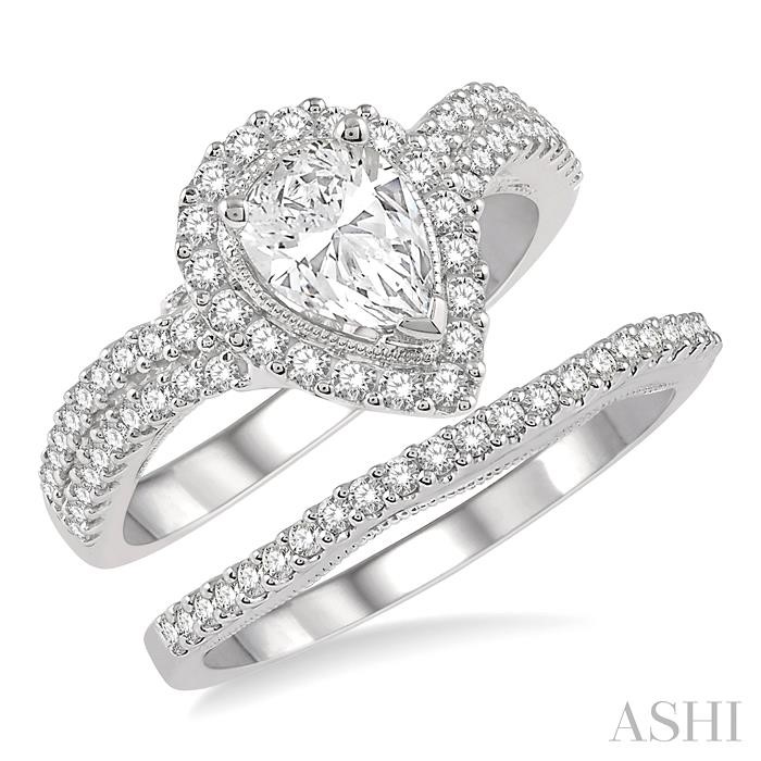 PEAR SHAPE HALO DIAMOND WEDDING SET