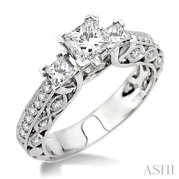 PRINCESS SHAPE PAST PRESENT & FUTURE SEMI-MOUNT DIAMOND ENGAGEMENT RING