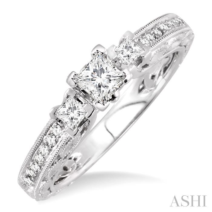 PRINCESS SHAPE PAST PRESENT & FUTURE DIAMOND ENGAGEMENT RING