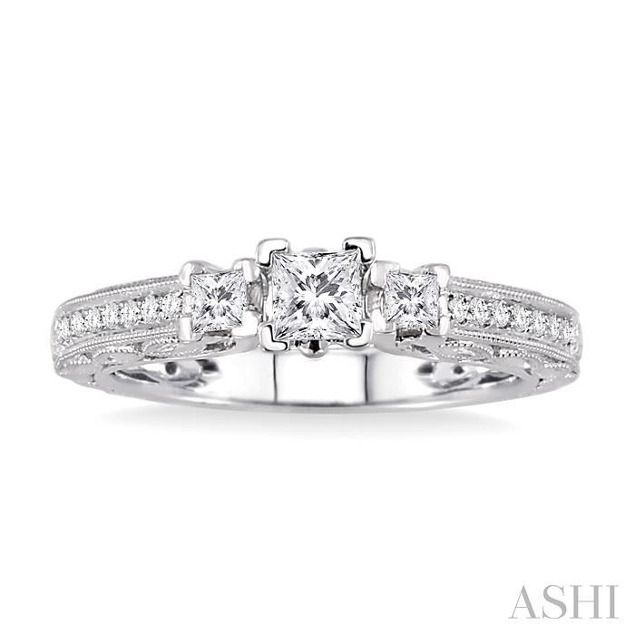Princess Shape Past Present & Future Diamond Engagement Ring-2