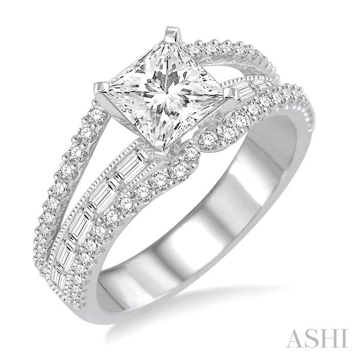 PRINCESS SHAPE SEMI-MOUNT DIAMOND ENGAGEMENT RING