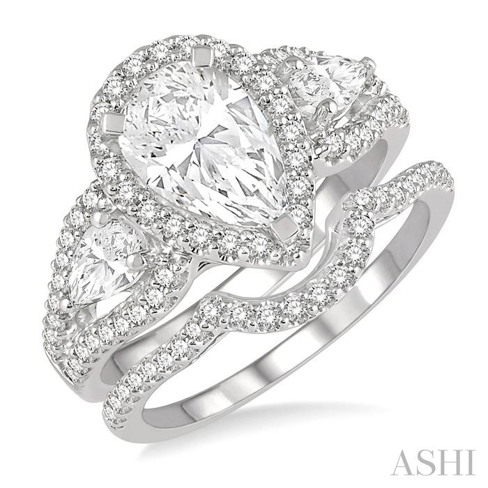 PEAR SHAPE PAST PRESENT & FUTURE DIAMOND WEDDING SET