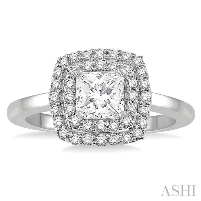 Princess Shape Halo Diamond Engagement Ring-2