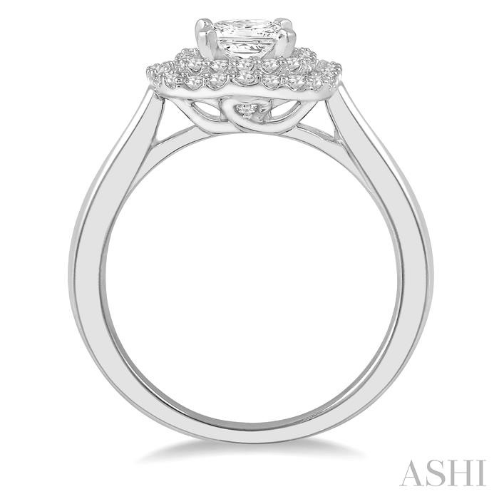 Princess Shape Halo Diamond Engagement Ring-3