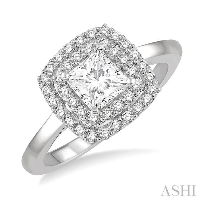 PRINCESS SHAPE HALO DIAMOND ENGAGEMENT RING