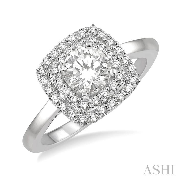 ROUND SHAPE SEMI-MOUNT HALO DIAMOND ENGAGEMENT RING