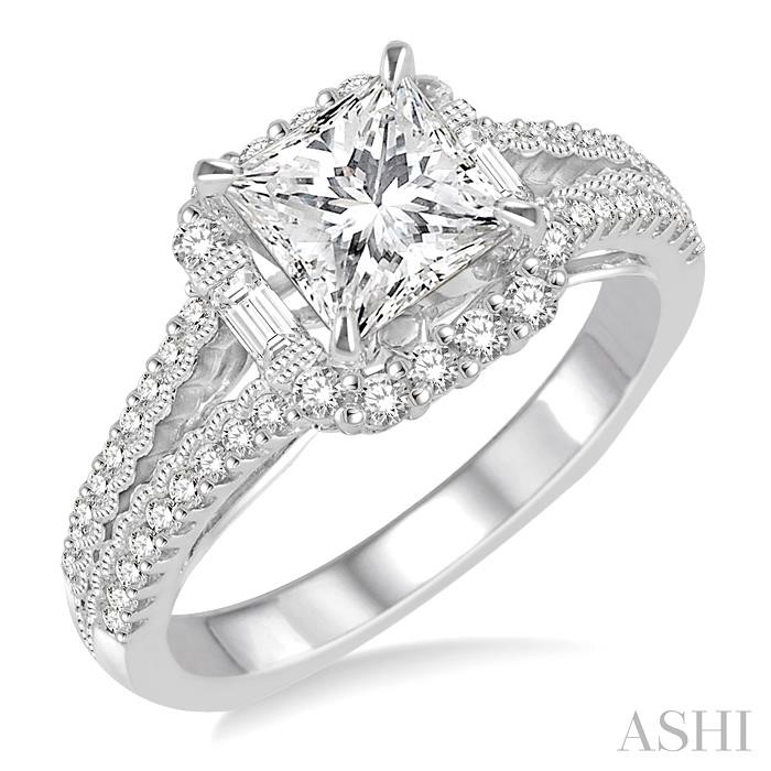 PRINCESS SHAPE HALO DIAMOND ENGAGEMENT RING