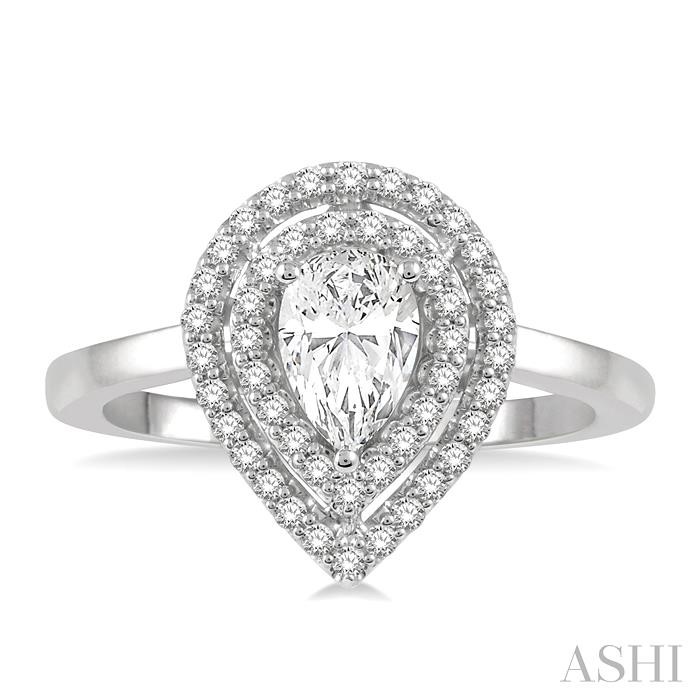 Pear Shape Halo Diamond Engagement Ring-2