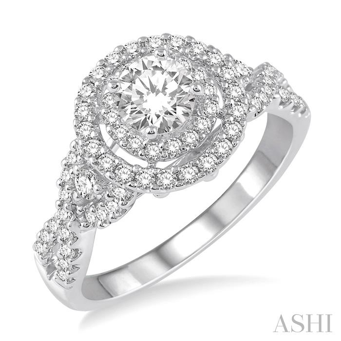 SEMI-MOUNT HALO DIAMOND ENGAGEMENT RING