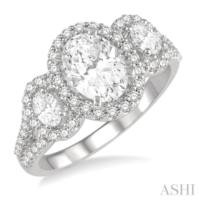 OVAL SHAPE PAST PRESENT & FUTURE HALO DIAMOND ENGAGEMENT RING