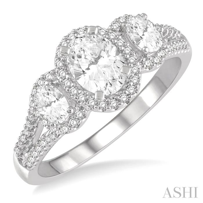 OVAL SHAPE PAST PRESENT & FUTURE HALO DIAMOND ENGAGEMENT RING