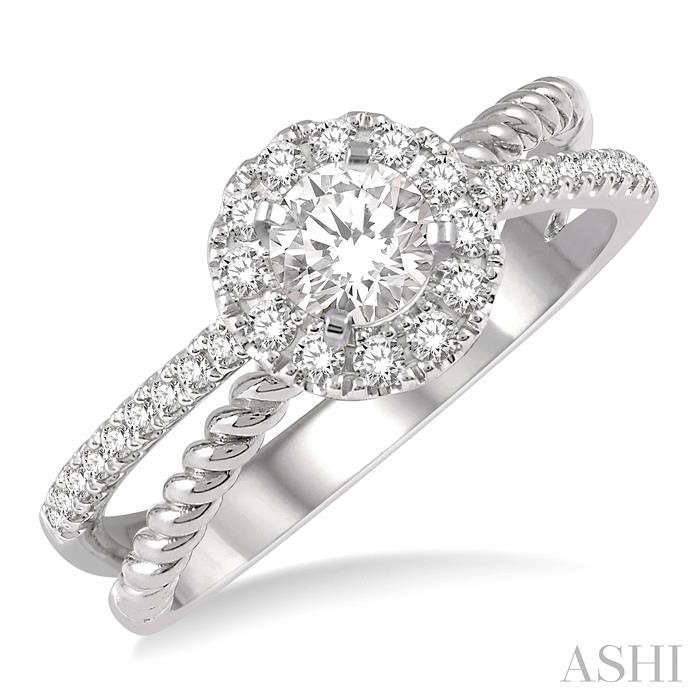 SEMI-MOUNT HALO DIAMOND ENGAGEMENT RING