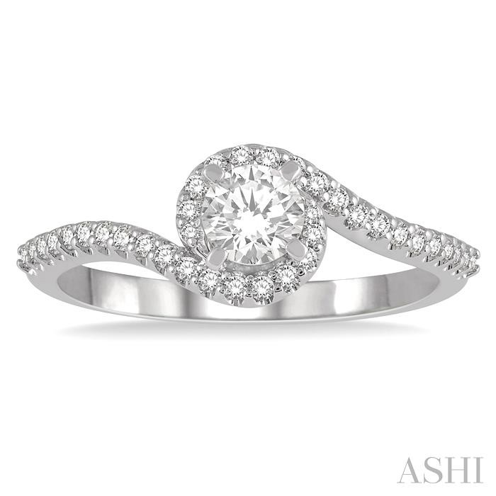 Round Shape Semi-Mount Halo Diamond Engagement Ring-2