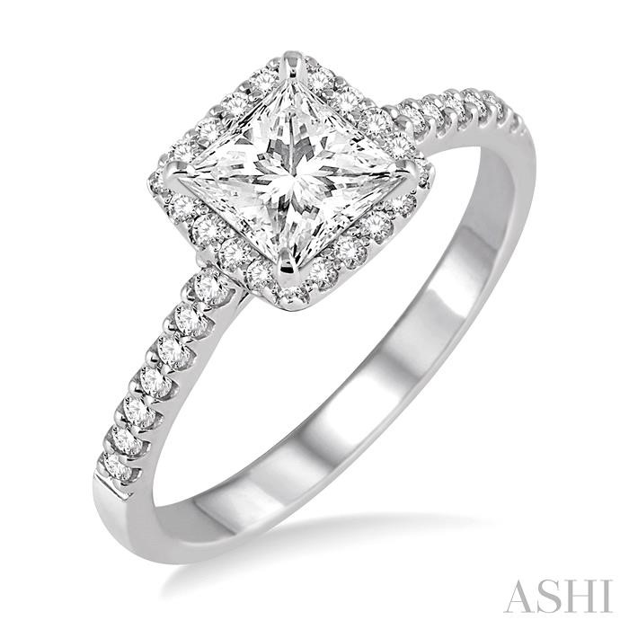 PRINCESS SHAPE HALO DIAMOND ENGAGEMENT RING