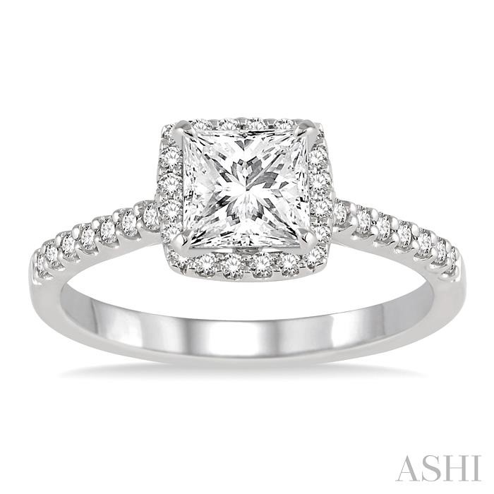 Princess Shape Halo Diamond Engagement Ring-2