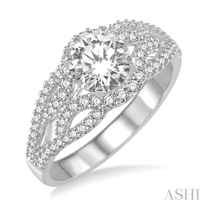 ROUND SHAPE SEMI-MOUNT HALO DIAMOND ENGAGEMENT RING