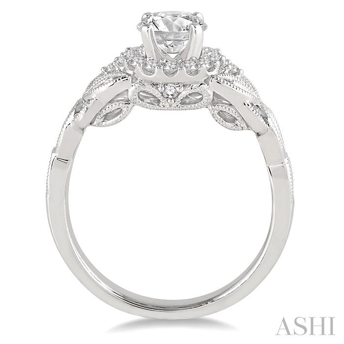 Round Shape Semi-Mount Halo Diamond Engagement Ring-3