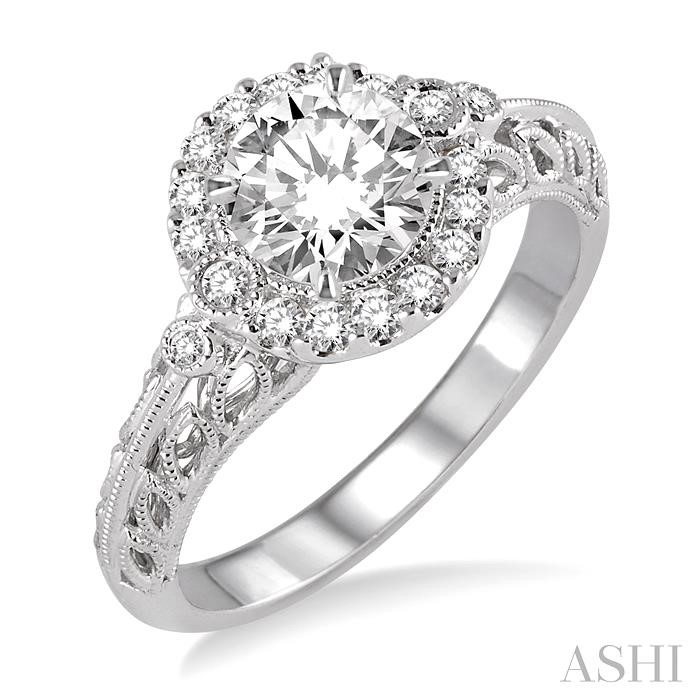 ROUND SHAPE SEMI-MOUNT HALO DIAMOND ENGAGEMENT RING