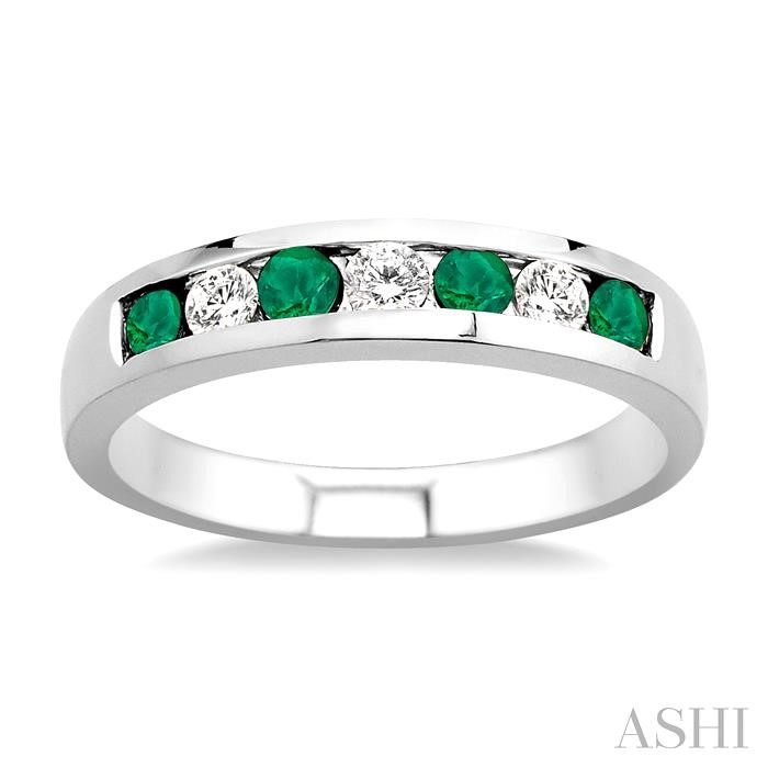 Channel Set Alternate Gemstone & Diamond Wedding Band-2