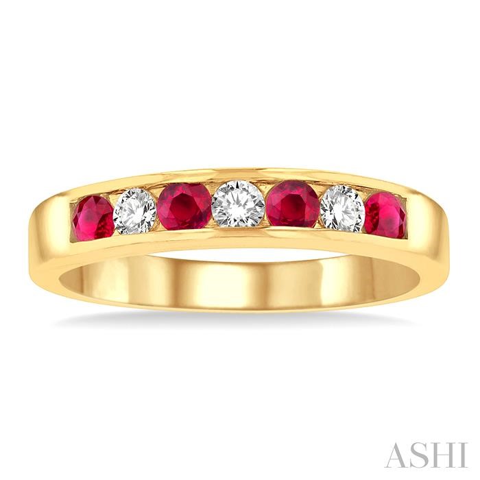 Channel Set Alternate Gemstone & Diamond Wedding Band-2