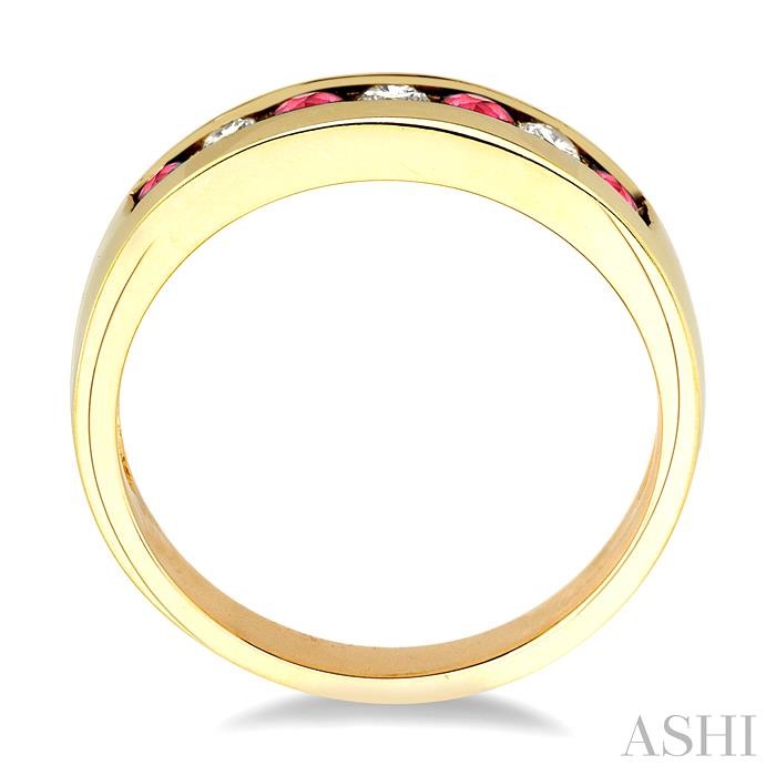 Channel Set Alternate Gemstone & Diamond Wedding Band-3