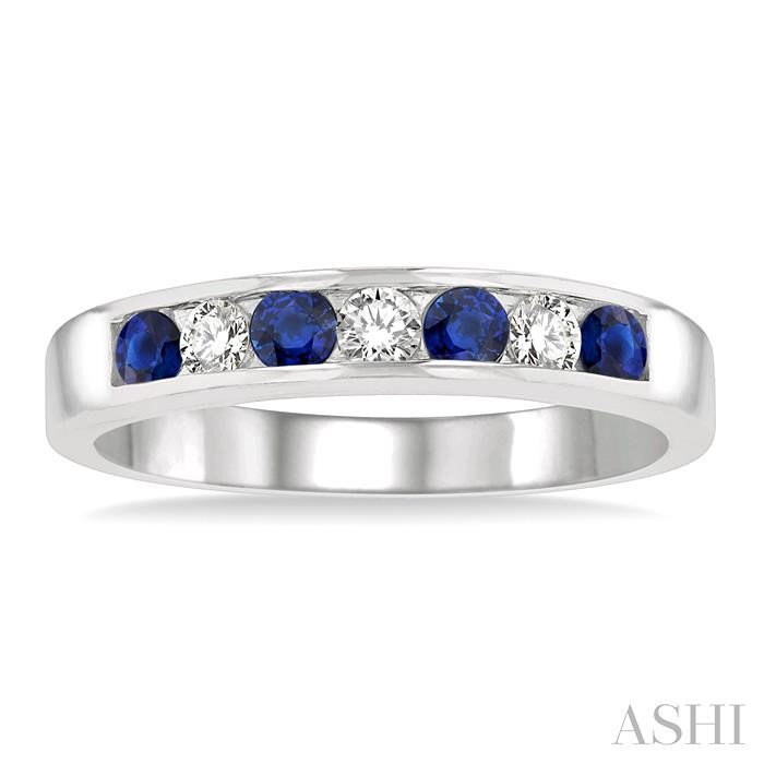 Channel Set Alternate Gemstone & Diamond Wedding Band