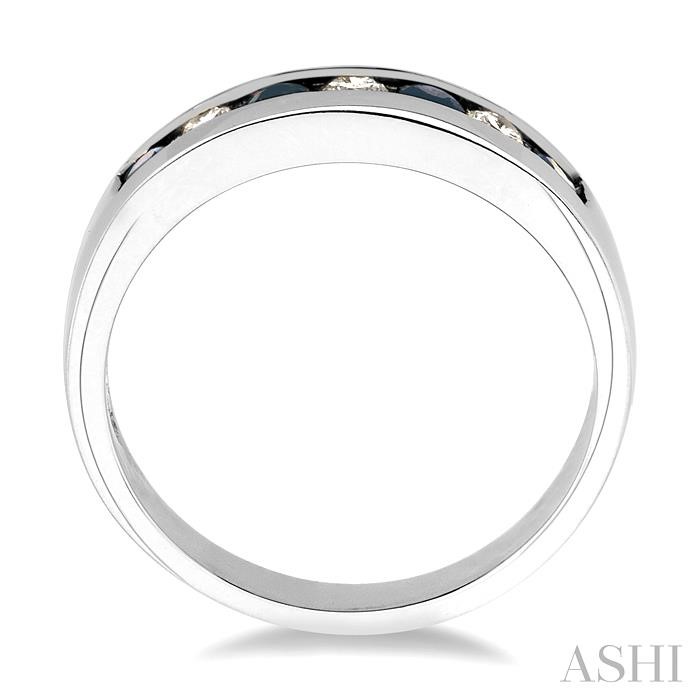 Channel Set Alternate Gemstone & Diamond Wedding Band