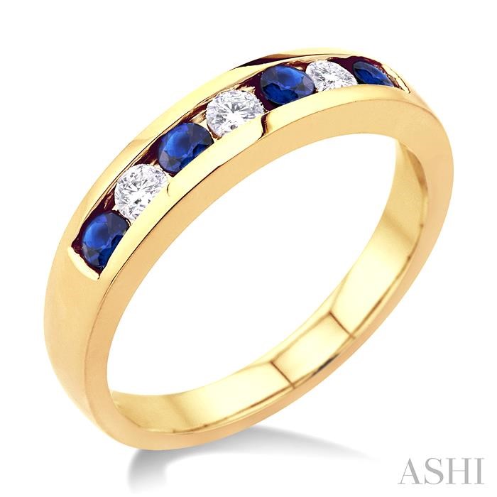 CHANNEL SET ALTERNATE GEMSTONE & DIAMOND WEDDING BAND