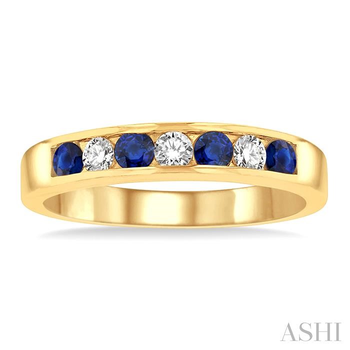 Channel Set Alternate Gemstone & Diamond Wedding Band