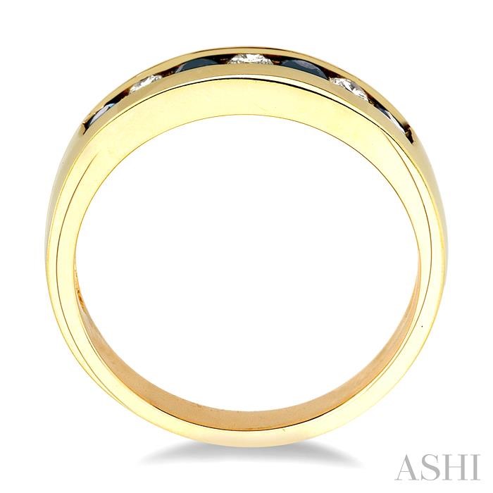Channel Set Alternate Gemstone & Diamond Wedding Band