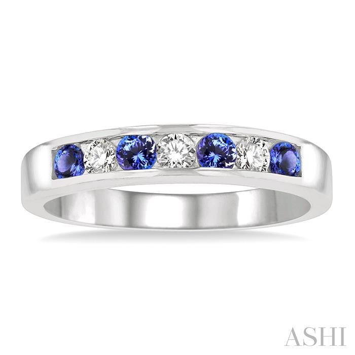 Channel Set Alternate Gemstone & Diamond Wedding Band