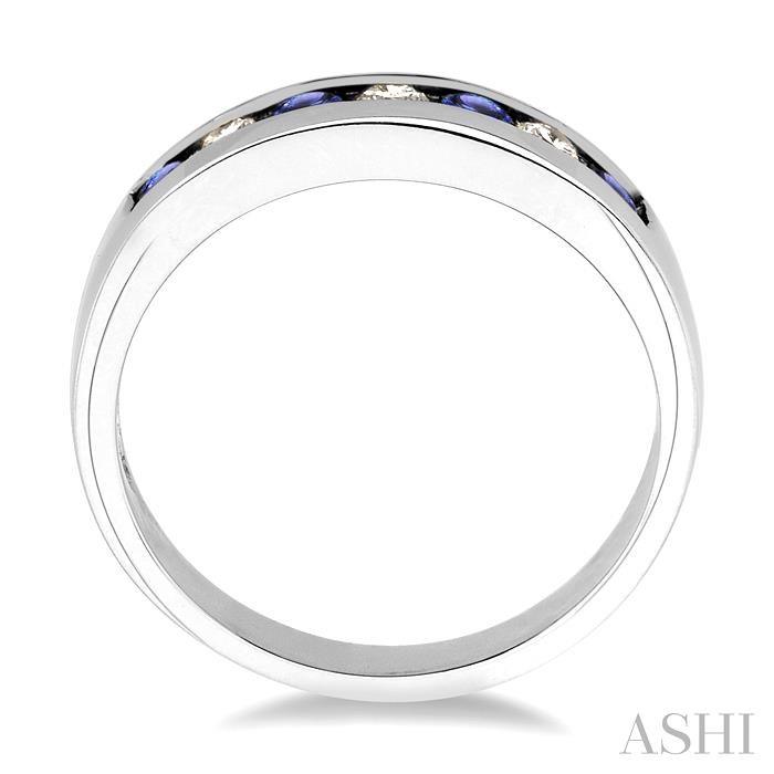Channel Set Alternate Gemstone & Diamond Wedding Band